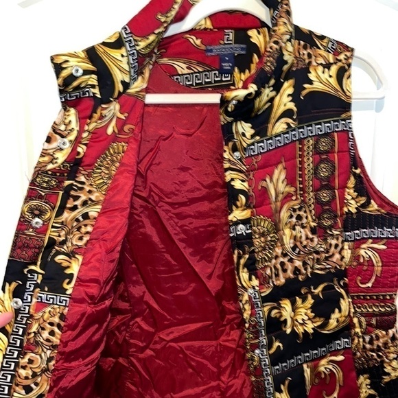 𝅺QUILTED cotton vest with designer inspired scroll chain print size M Bandolino - Picture 2 of 7